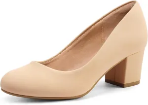 mysoft Women's Pumps Low Chunky Block Heel Round Toe Comfortable Dress Shoes