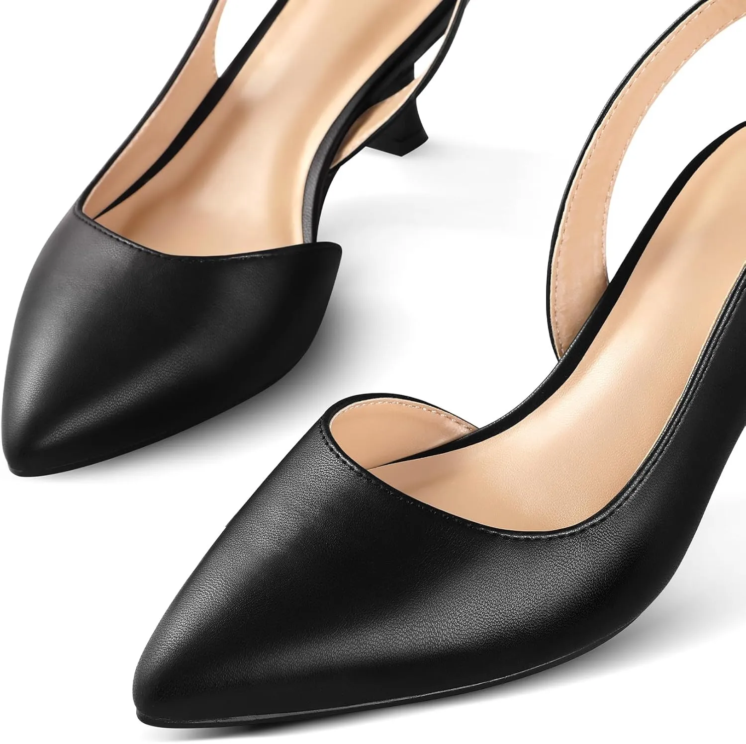 mysoft Women's Pumps Slingback Kitten Heels Pointed Toe Sexy Wedding Party Dress Pump Shoes