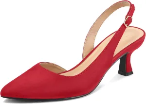 mysoft Women's Pumps Slingback Kitten Heels Pointed Toe Sexy Wedding Party Dress Pump Shoes