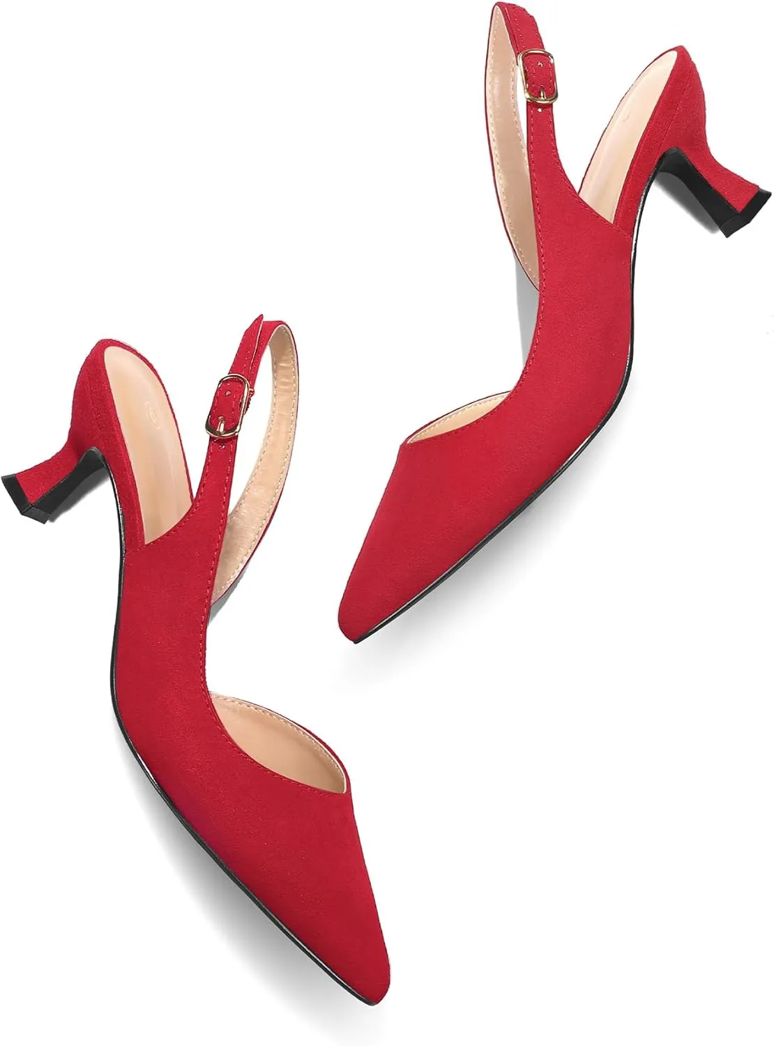 mysoft Women's Pumps Slingback Kitten Heels Pointed Toe Sexy Wedding Party Dress Pump Shoes