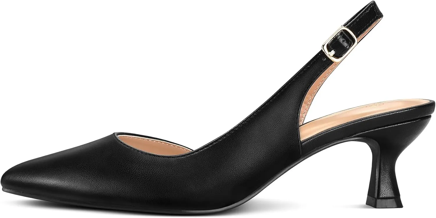 mysoft Women's Pumps Slingback Kitten Heels Pointed Toe Sexy Wedding Party Dress Pump Shoes
