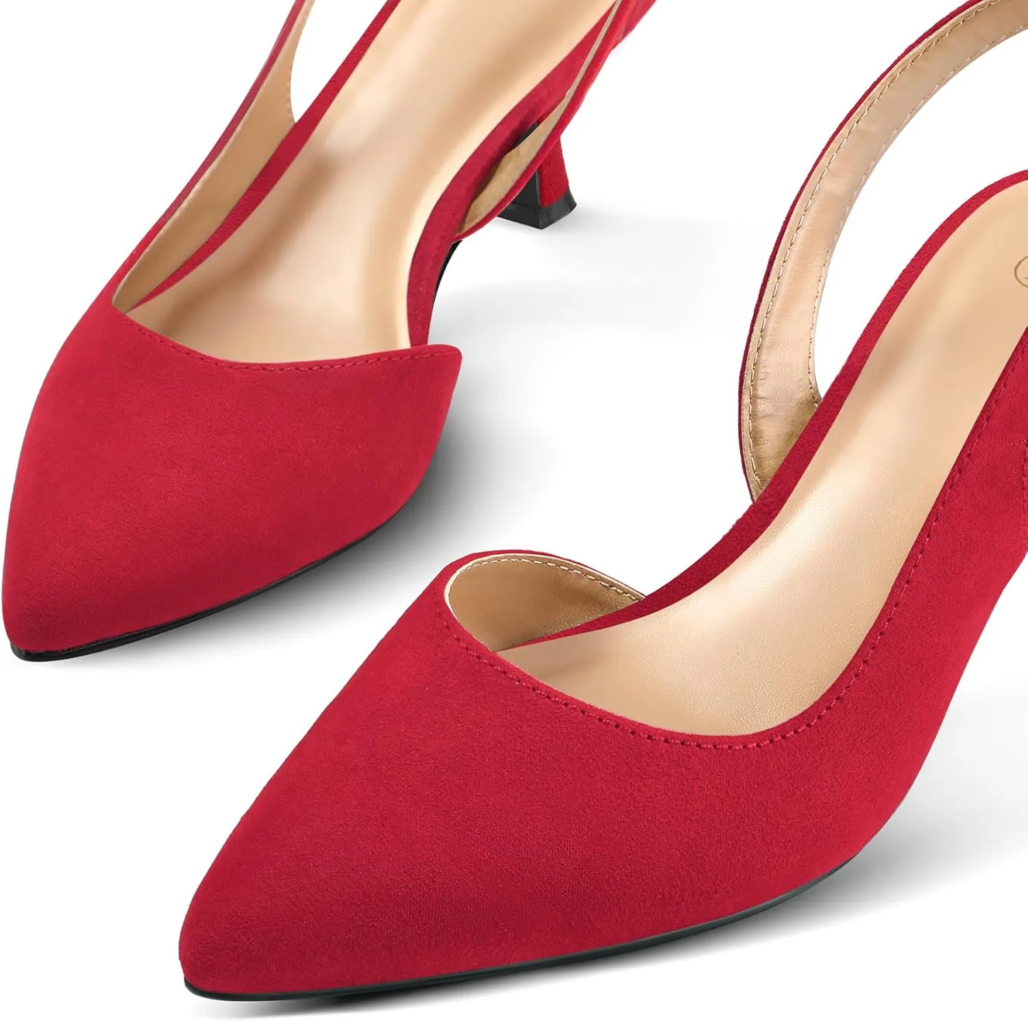 mysoft Women's Pumps Slingback Kitten Heels Pointed Toe Sexy Wedding Party Dress Pump Shoes