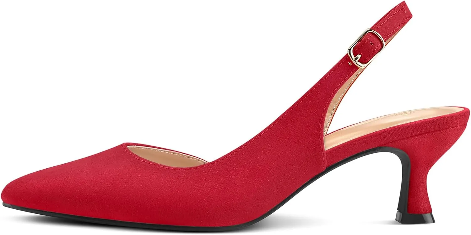 mysoft Women's Pumps Slingback Kitten Heels Pointed Toe Sexy Wedding Party Dress Pump Shoes
