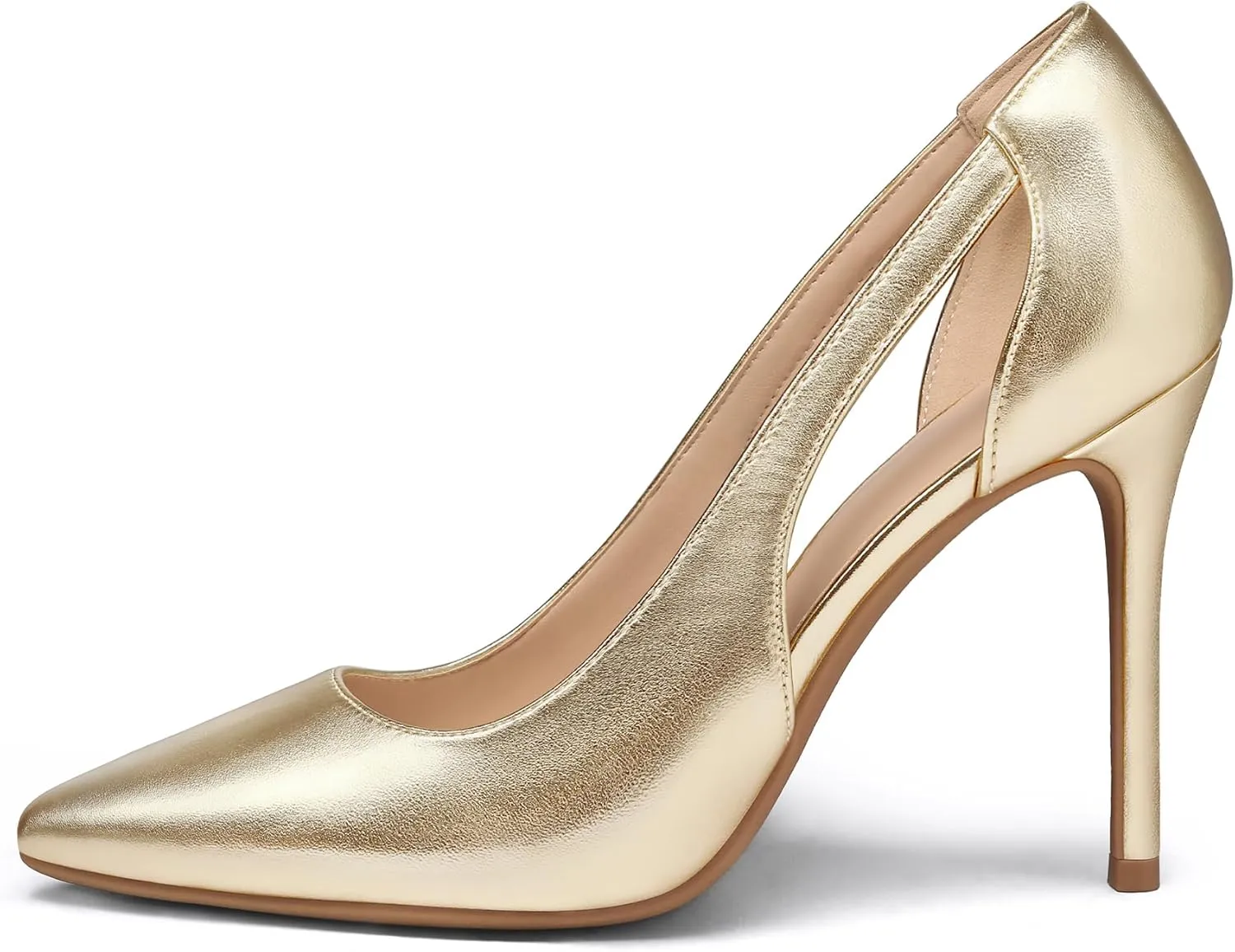 mysoft Women's Stiletto Heels Pumps Closed Toe 4IN Cut Out High Heels Pointed Toe Dress Shoes
