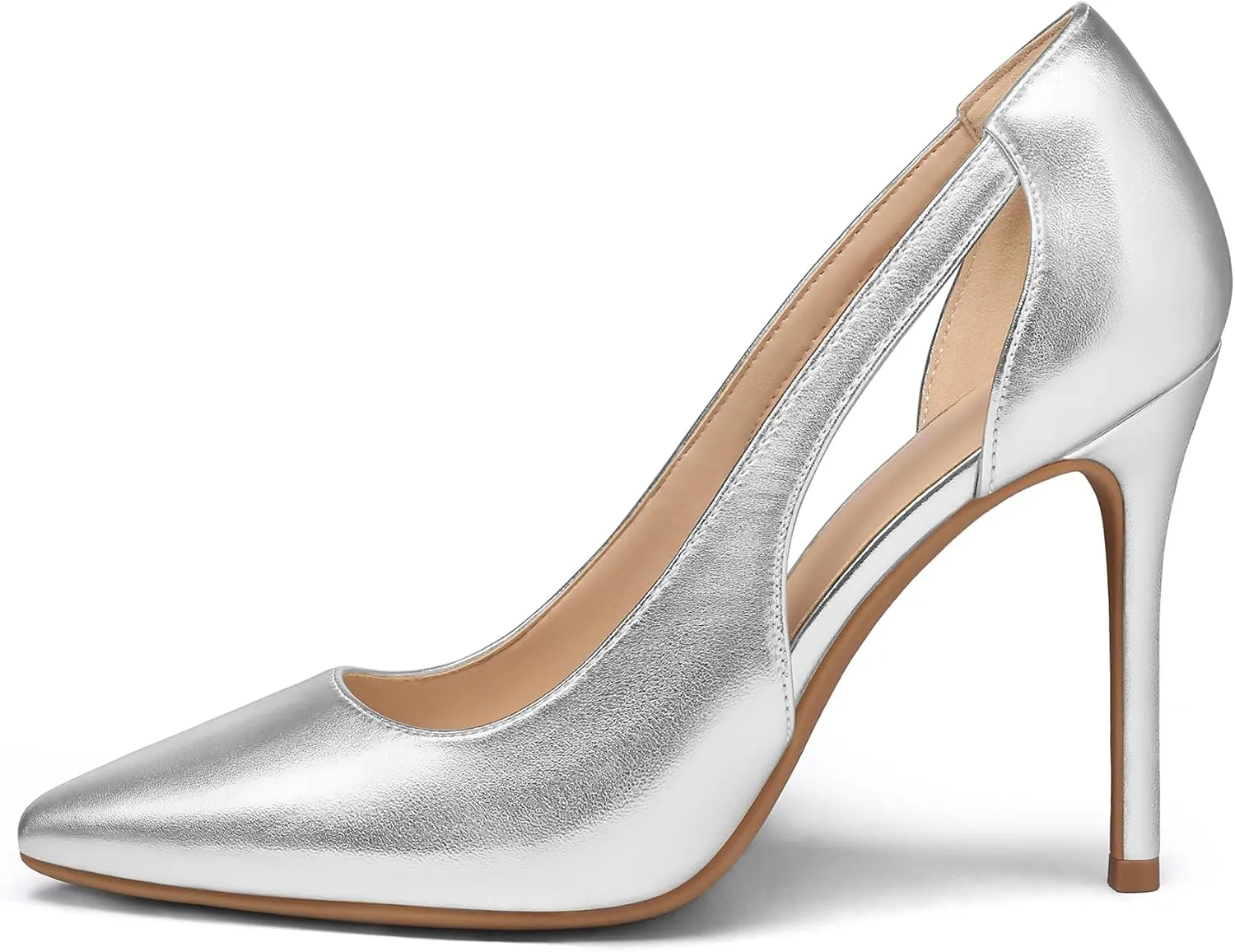mysoft Women's Stiletto Heels Pumps Closed Toe 4IN Cut Out High Heels Pointed Toe Dress Shoes