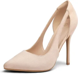 mysoft Women's Stiletto Heels Pumps Closed Toe 4IN Cut Out High Heels Pointed Toe Dress Shoes