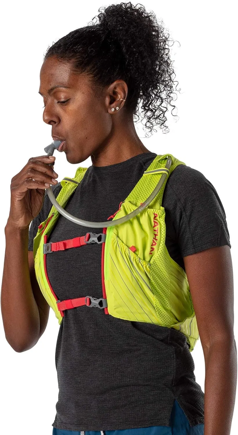 Nathan Women's Pinnacle Race Vest & 12L Hydration Pack with 1.6L Bladder, Water-Resistant Pockets, Lightweight & Moisture Wicking