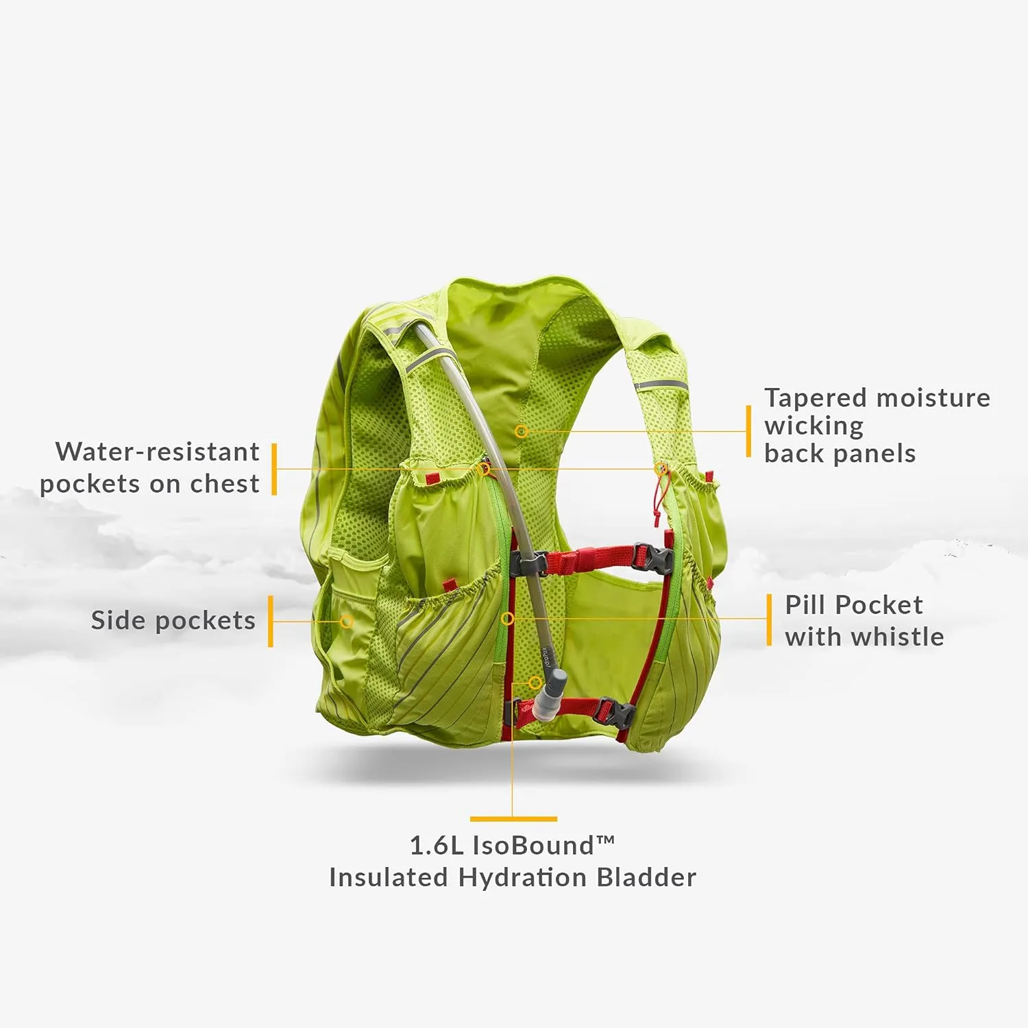 Nathan Women's Pinnacle Race Vest & 12L Hydration Pack with 1.6L Bladder, Water-Resistant Pockets, Lightweight & Moisture Wicking