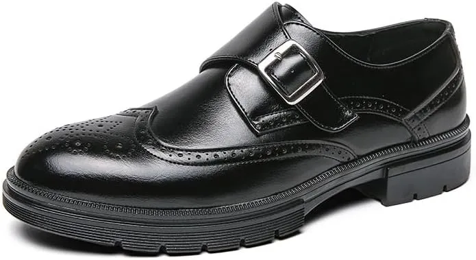 New Business Shoes Men's Genuine Leather Italian Wingtip Oxfords Monk Strap Buckle Brogue Quality Wedding Social Shoes for Men