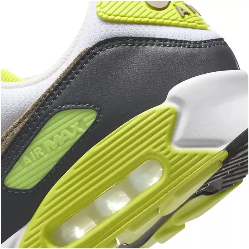 Nike Air Max 90 Men's Shoes (DM0029-107, White/Cyber/Dark Smoke Grey/Khaki)