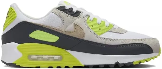 Nike Air Max 90 Men's Shoes (DM0029-107, White/Cyber/Dark Smoke Grey/Khaki)