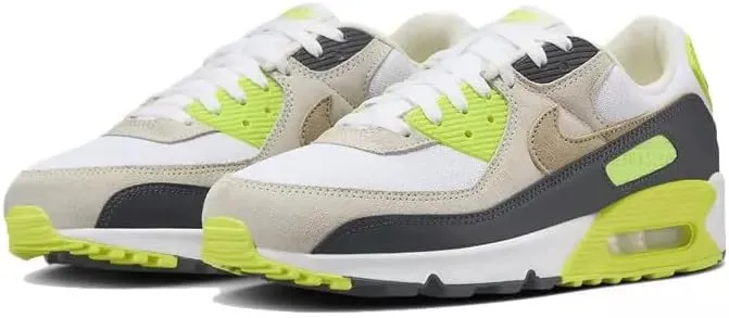 Nike Air Max 90 Men's Shoes (DM0029-107, White/Cyber/Dark Smoke Grey/Khaki)