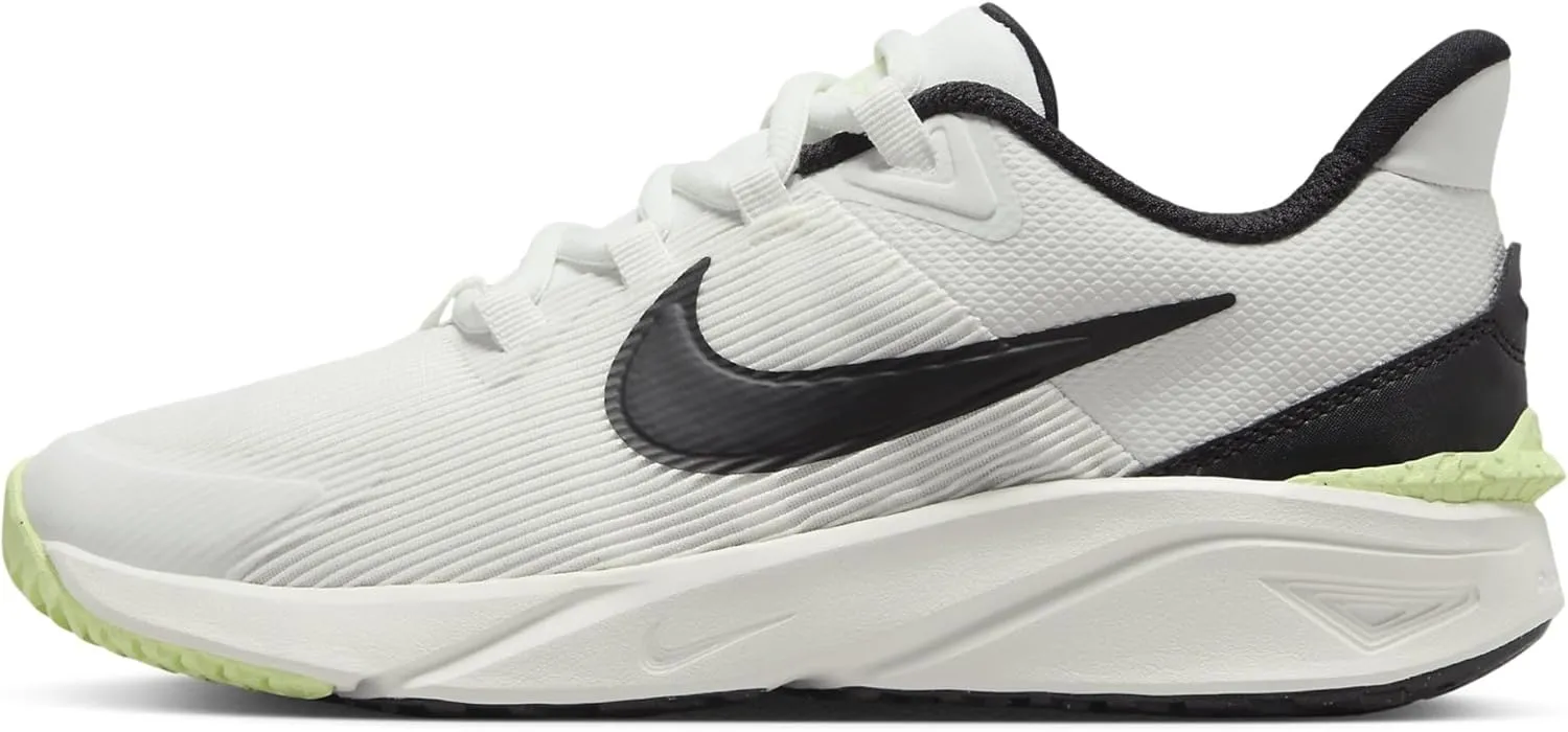 Nike Star Runner 4 Big Kids' Road Running Shoes (DX7615-102, Summit White/Barely Volt/White/Black) Size 5