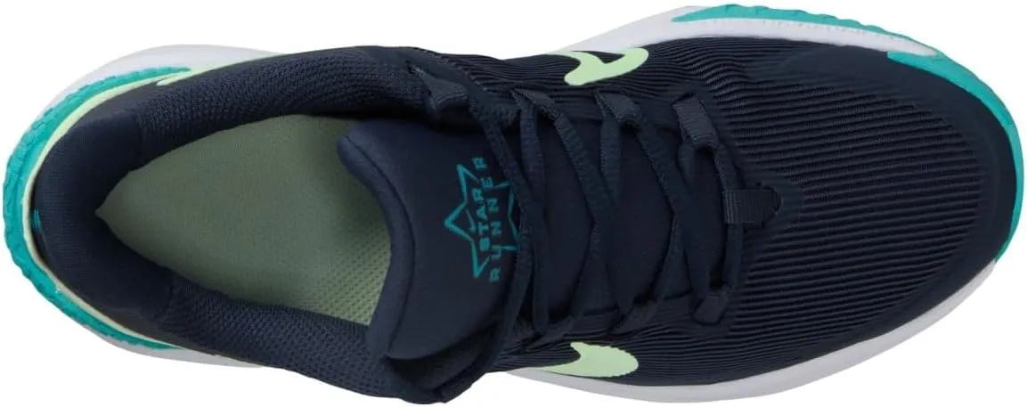 Nike Star Runner 4 Big Kids' Road Running Shoes (DX7615-409, Midnight Navy/Dusty Cactus/White/Volt Tint)