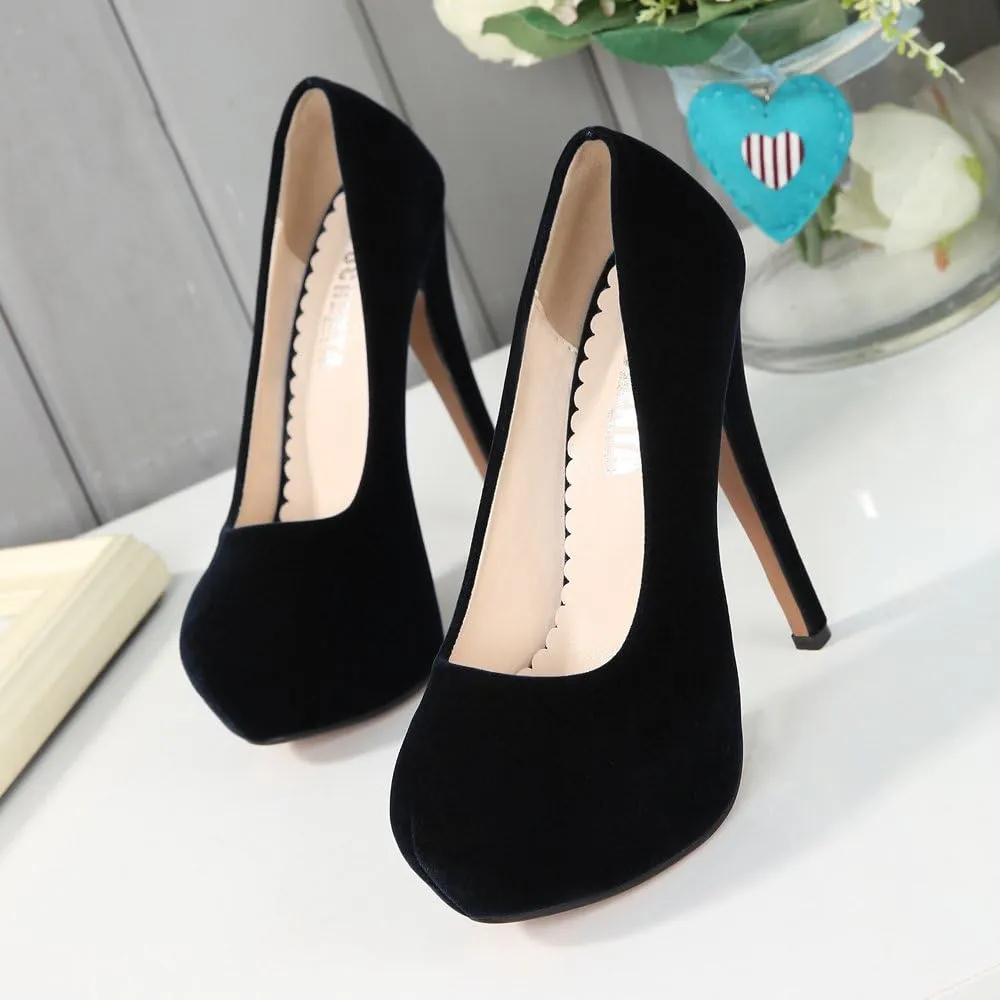 OCHENTA Women's Platform Slip On High Heels Dress Pumps