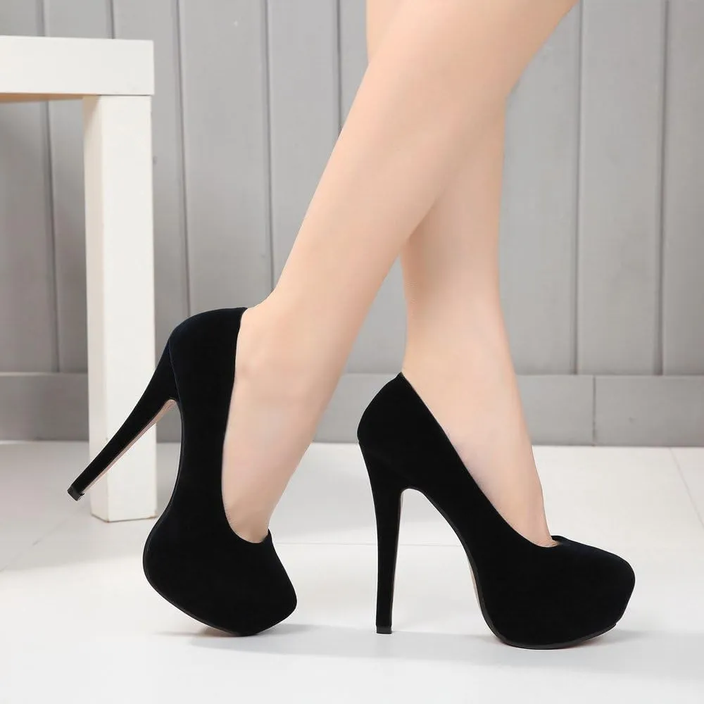 OCHENTA Women's Platform Slip On High Heels Dress Pumps