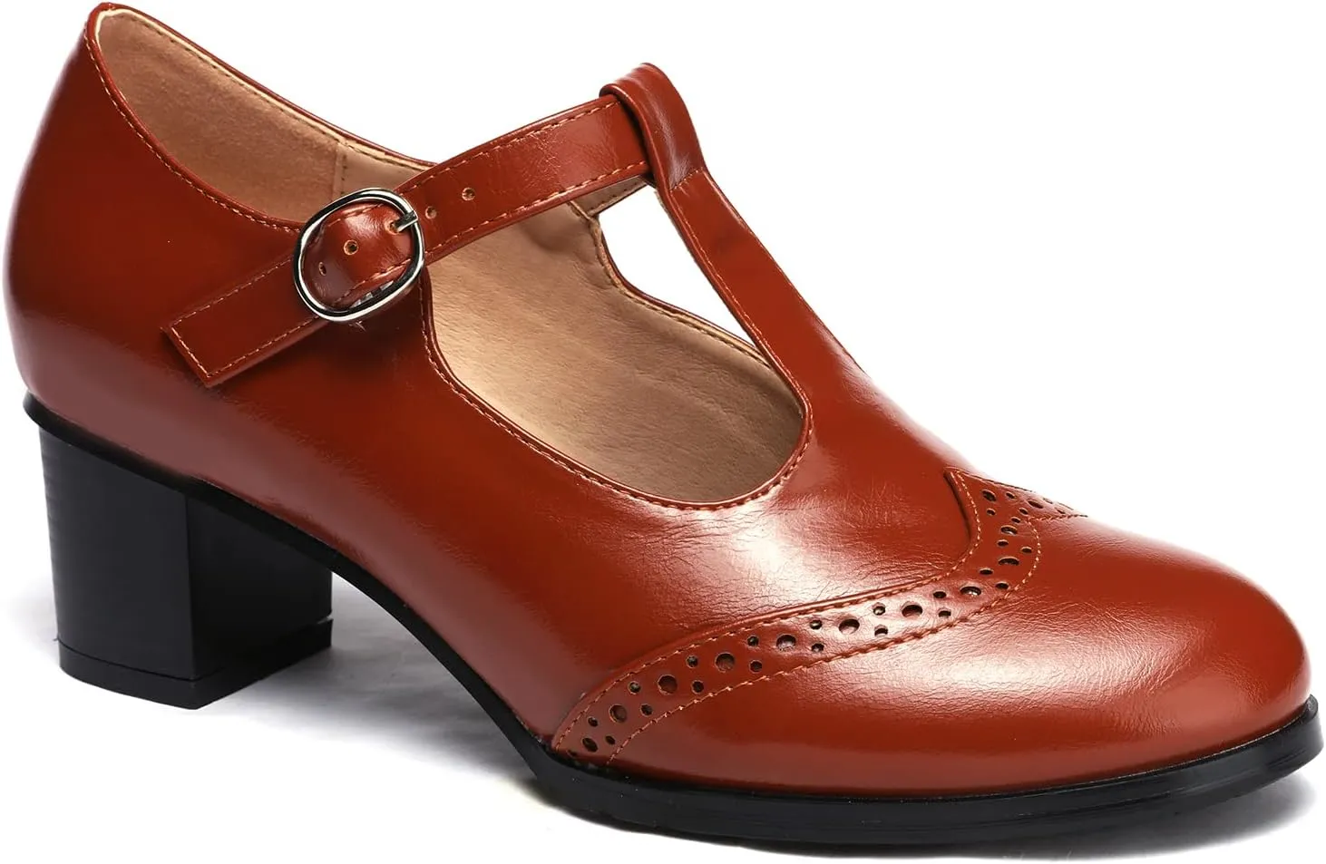 Odema Womens Classic Wingtip Brogue Lace Up Low Heel Dress Oxfords