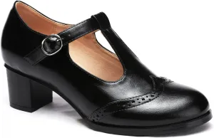 Odema Womens Classic Wingtip Brogue Lace Up Low Heel Dress Oxfords