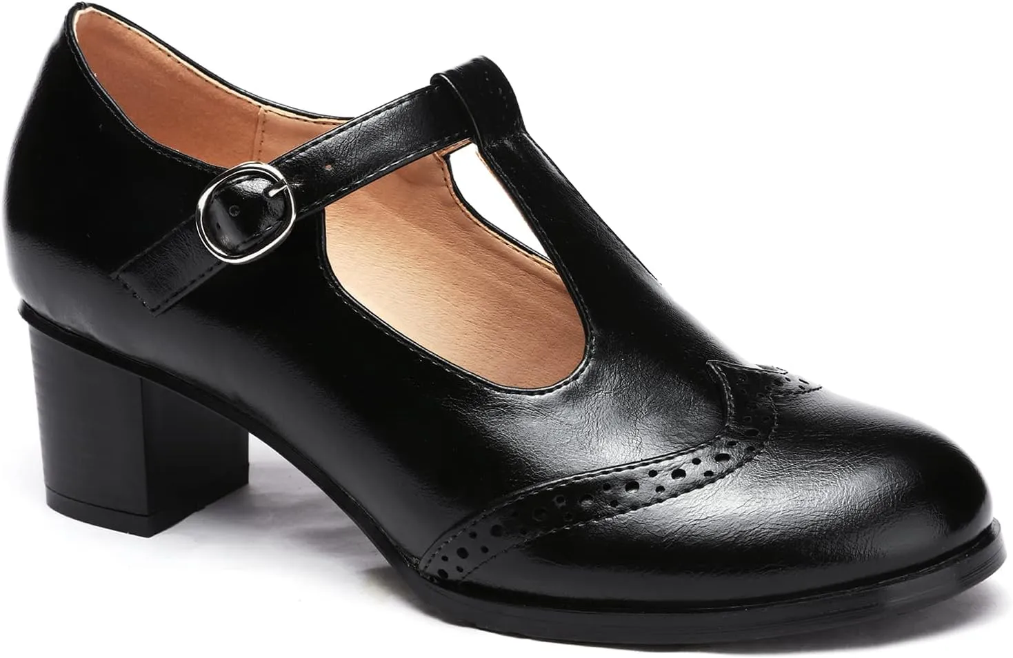 Odema Womens Classic Wingtip Brogue Lace Up Low Heel Dress Oxfords