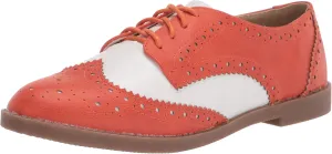 Ollio Women's Flat Shoe Wingtip Lace Up Two Tone Oxford