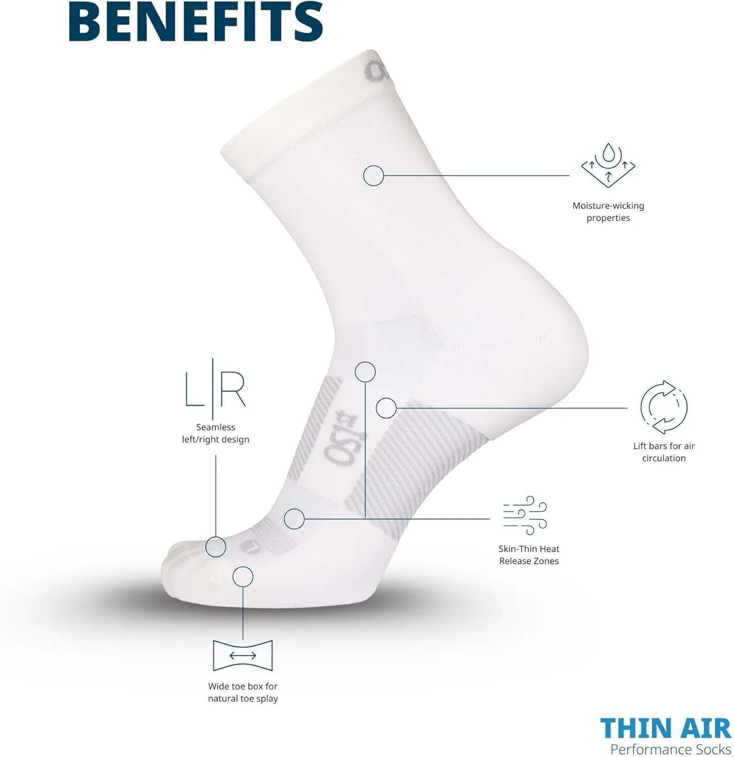 OS1st TA4 Thin Air 3/4 Length Running Socks with special ventilation feature for men & women, lightweight & breathable design