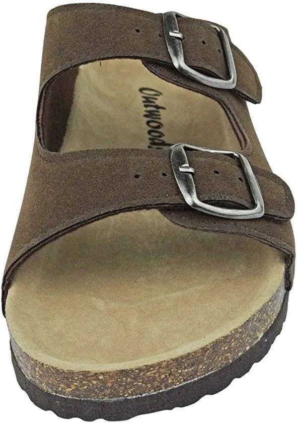 OUTWOODS Women's Bork-46 Vegan Leather Adjustable Double-Strap Slip-On Sandals