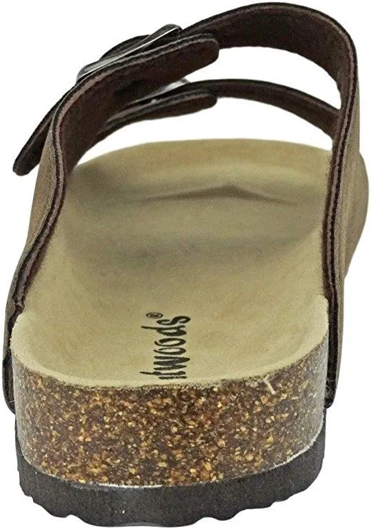OUTWOODS Women's Bork-46 Vegan Leather Adjustable Double-Strap Slip-On Sandals
