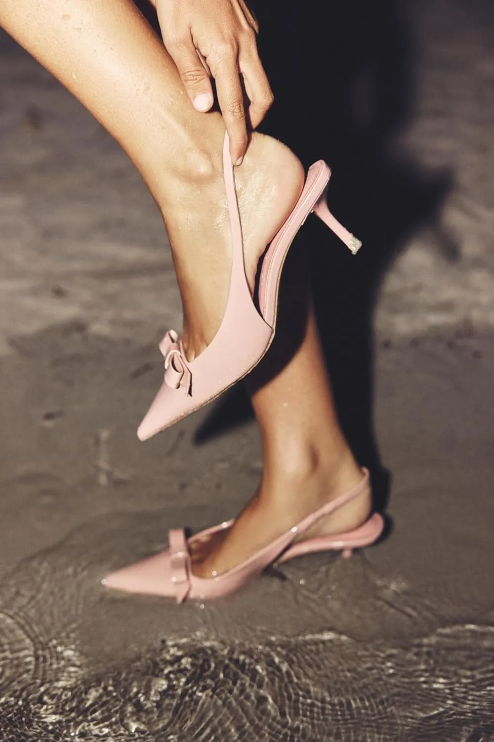 Patent Bow Slingback Kitten Heels for Women Closed Pointed Toe Dress Pumps Sexy Dressy Heeled Shoes Evening Party Prom Stiletto Heels Sandals