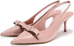 Patent Bow Slingback Kitten Heels for Women Closed Pointed Toe Dress Pumps Sexy Dressy Heeled Shoes Evening Party Prom Stiletto Heels Sandals
