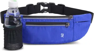 Peicees Running Belt with 2 Water Bottles, Multifunctional Zipper Pocket Adjustable Strap Water Resistant Waist Bag Fanny Pack Waist Pack Phone Holder Pouch for Running Hiking Cycling Climbing Runners