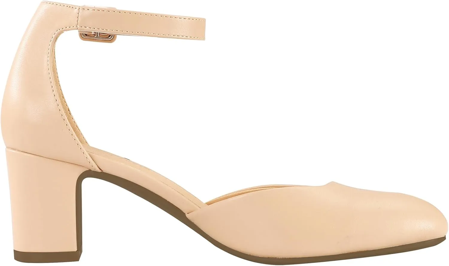 PIZZ ANNU Women's Gilaa Closed Toe Low Chunky Heels Pumps Ankle Strap Wedding Business Round Toe Block Dress Shoes
