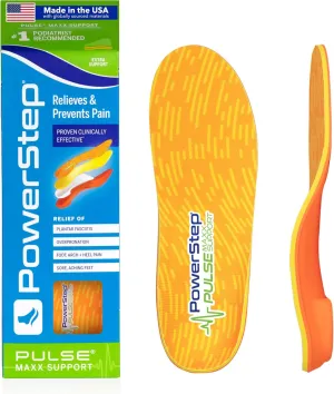 PowerStep Pulse Maxx Running Insoles - Overpronation Corrective Orthotic Inserts for Running Shoes - Maximum Ankle, Foot Pain Relief & Arch Support Insoles - Made in The USA (M 7-7.5, F 9-9.5)