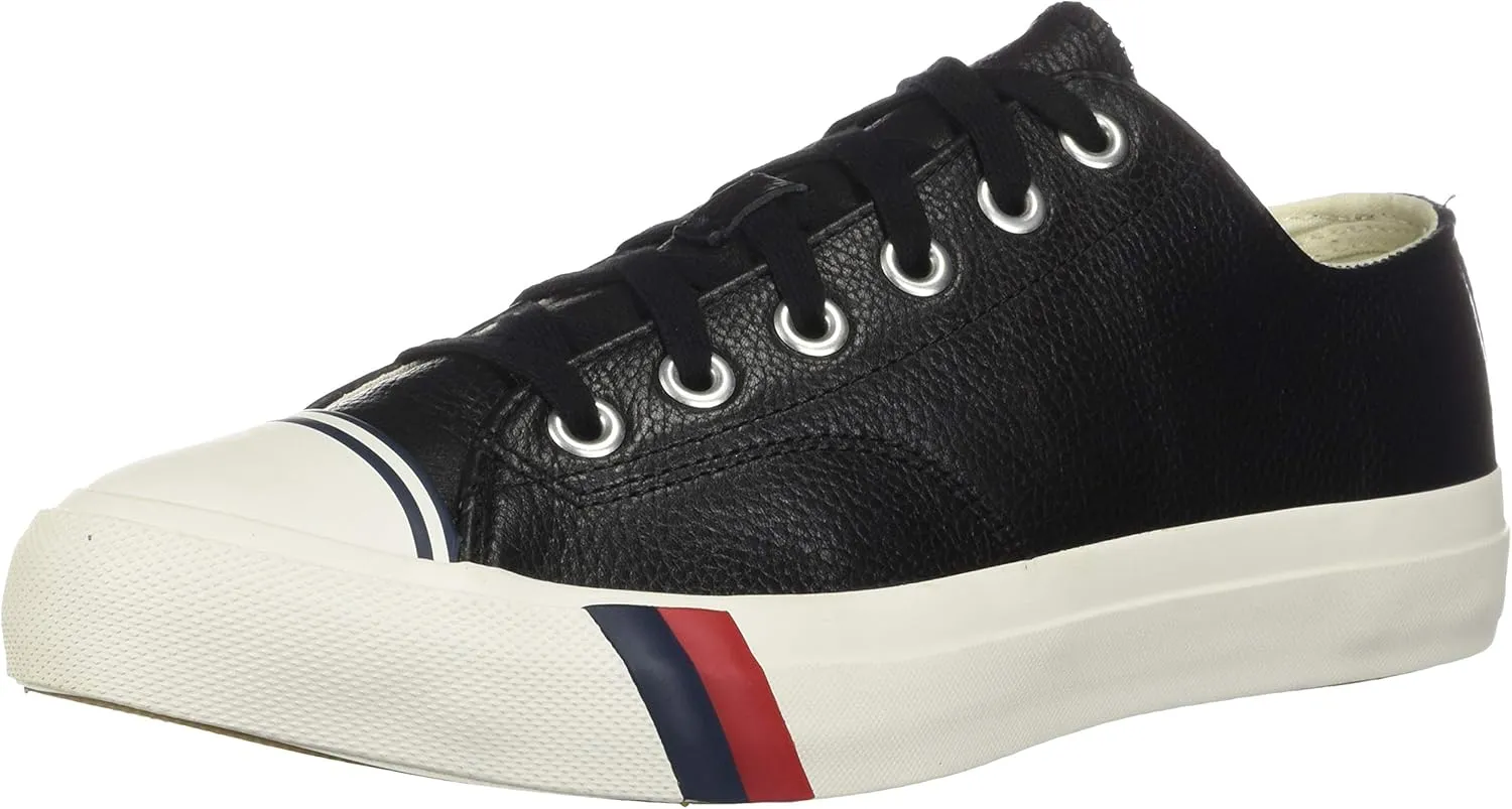 PRO-Keds Men's Royal Lo Lace Up Fashion Sneaker, Black Leather, 8