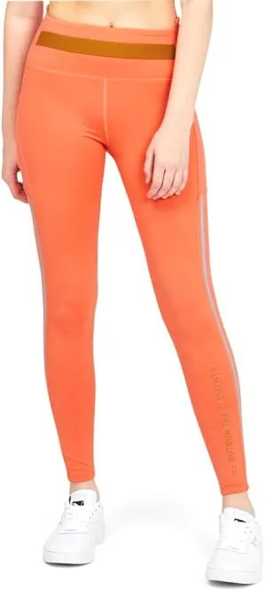 PUMA Womens Helly Hansen X Leggings Running Moisture Wicking - Orange - Size S