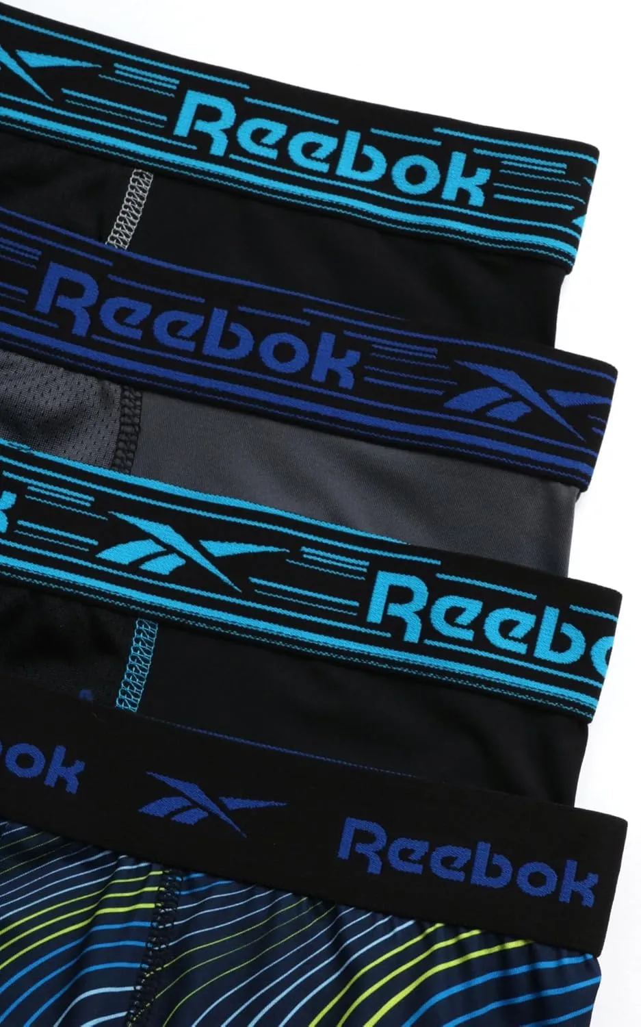 Rebook Mens Boxer Briefs - 4 Pack Moisture Wicking Stretch Performance Mens Underwear Boxers with Contour Pouch (Sizes: S-XL)