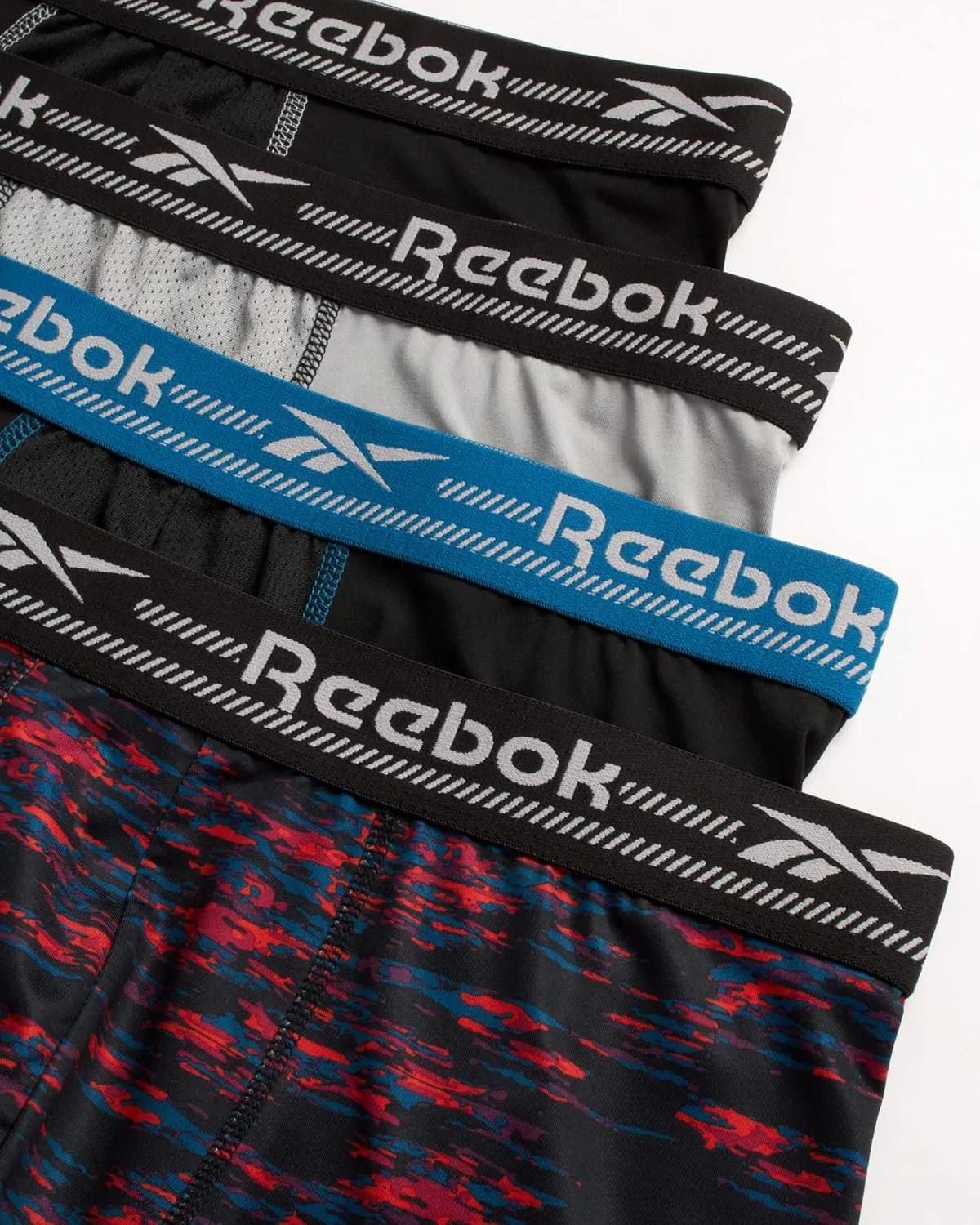 Rebook Mens Boxer Briefs - 4 Pack Moisture Wicking Stretch Performance Mens Underwear Boxers with Contour Pouch (Sizes: S-XL)