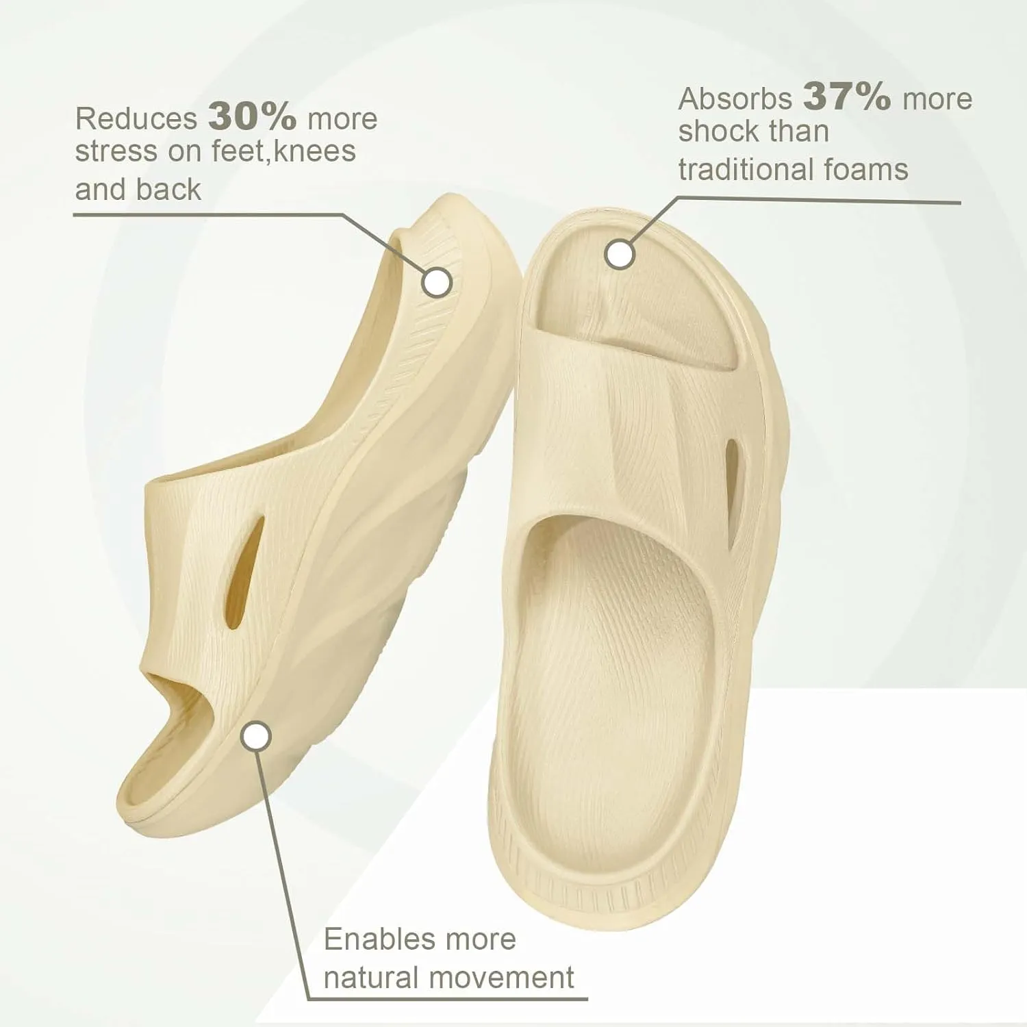 Recovery Slides for Men and Women - Orthopedic Sandals with Arch Support & Thick Cushion, Plantar Fasciitis Slippers, Lightweight Non-Slip Slides for Post-Workout Recovery
