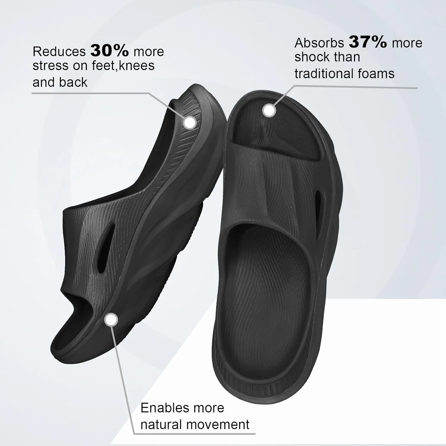 Recovery Slides for Men and Women - Orthopedic Sandals with Arch Support & Thick Cushion, Plantar Fasciitis Slippers, Lightweight Non-Slip Slides for Post-Workout Recovery