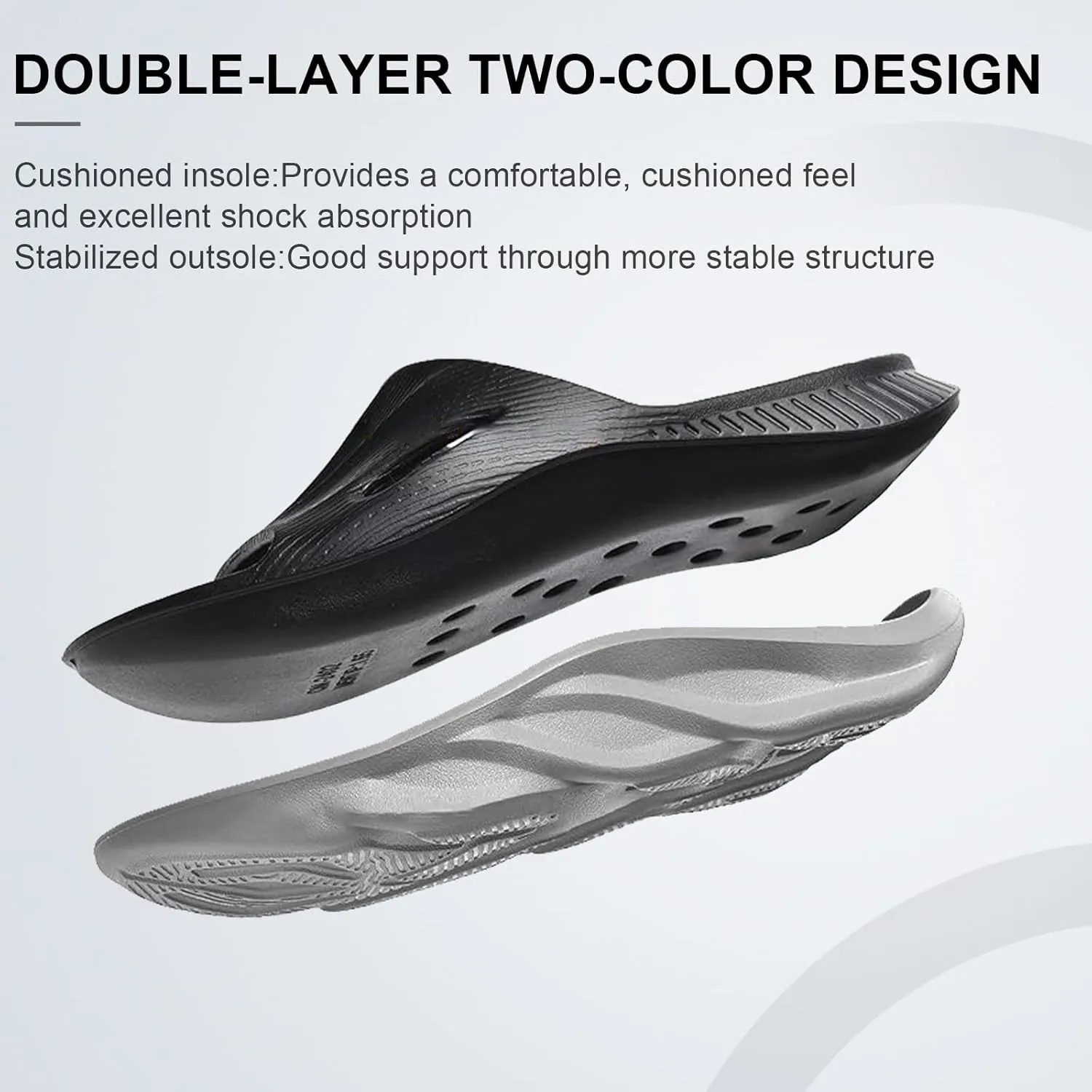 Recovery Slides for Men and Women - Orthopedic Sandals with Arch Support & Thick Cushion, Plantar Fasciitis Slippers, Lightweight Non-Slip Slides for Post-Workout Recovery