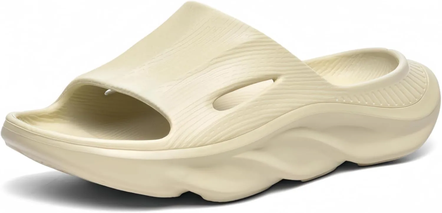 Recovery Slides for Men and Women - Orthopedic Sandals with Arch Support & Thick Cushion, Plantar Fasciitis Slippers, Lightweight Non-Slip Slides for Post-Workout Recovery