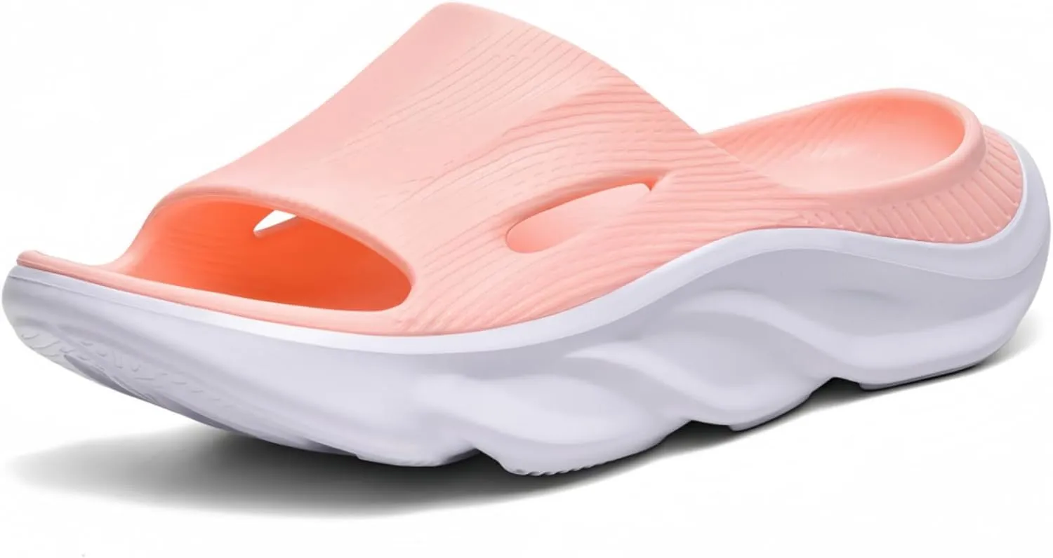 Recovery Slides for Men and Women - Orthopedic Sandals with Arch Support & Thick Cushion, Plantar Fasciitis Slippers, Lightweight Non-Slip Slides for Post-Workout Recovery