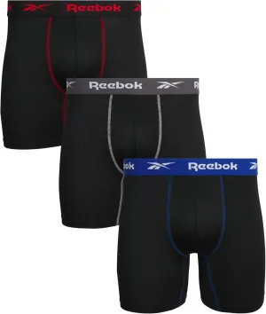 Reebok Mens Boxer Briefs - 3 Pack Moisture Wicking Stretch Performance Mens Underwear Boxers with Contour Pouch (Sizes: S-XL)