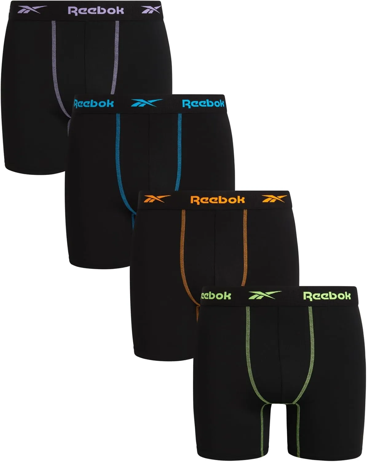 Reebok Mens Boxer Briefs - 4 Pack Moisture Wicking Stretch Performance Mens Underwear Boxers with Contour Pouch (Sizes: S-XL)