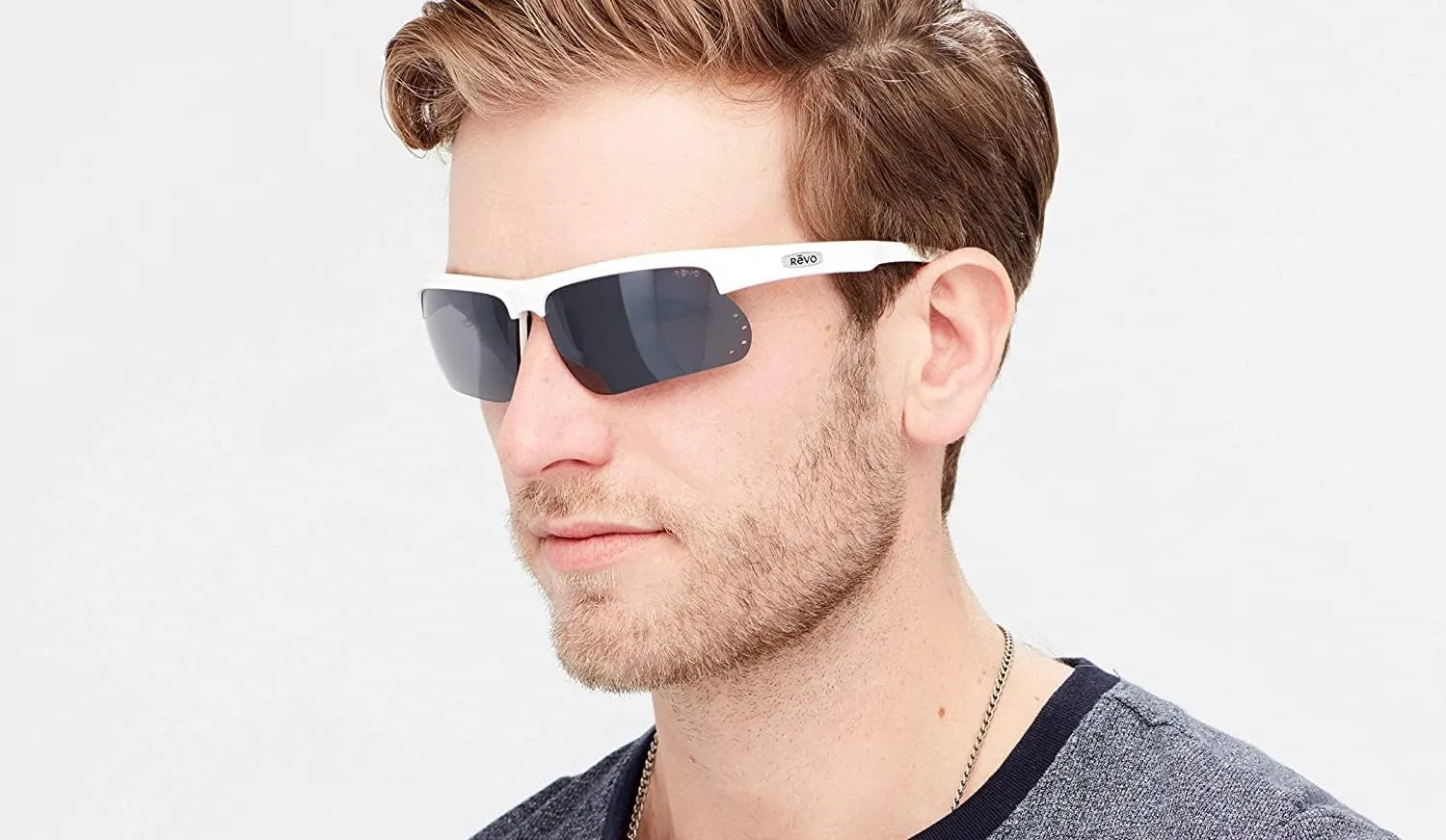 Revo Sunglasses Cusp S: Polarized Lens Filters UV, Semi-Rimless Rectangle Wrap Frame