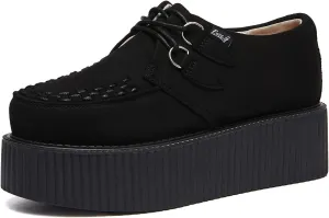 RoseG Women's Handmade Suede Lace Up Flat Platform Creepers Shoe