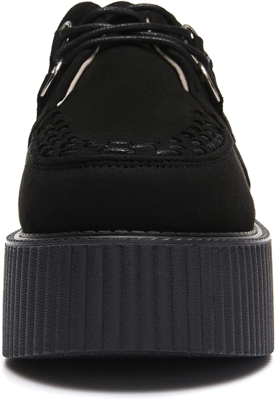 RoseG Women's Handmade Suede Lace Up Flat Platform Creepers Shoe