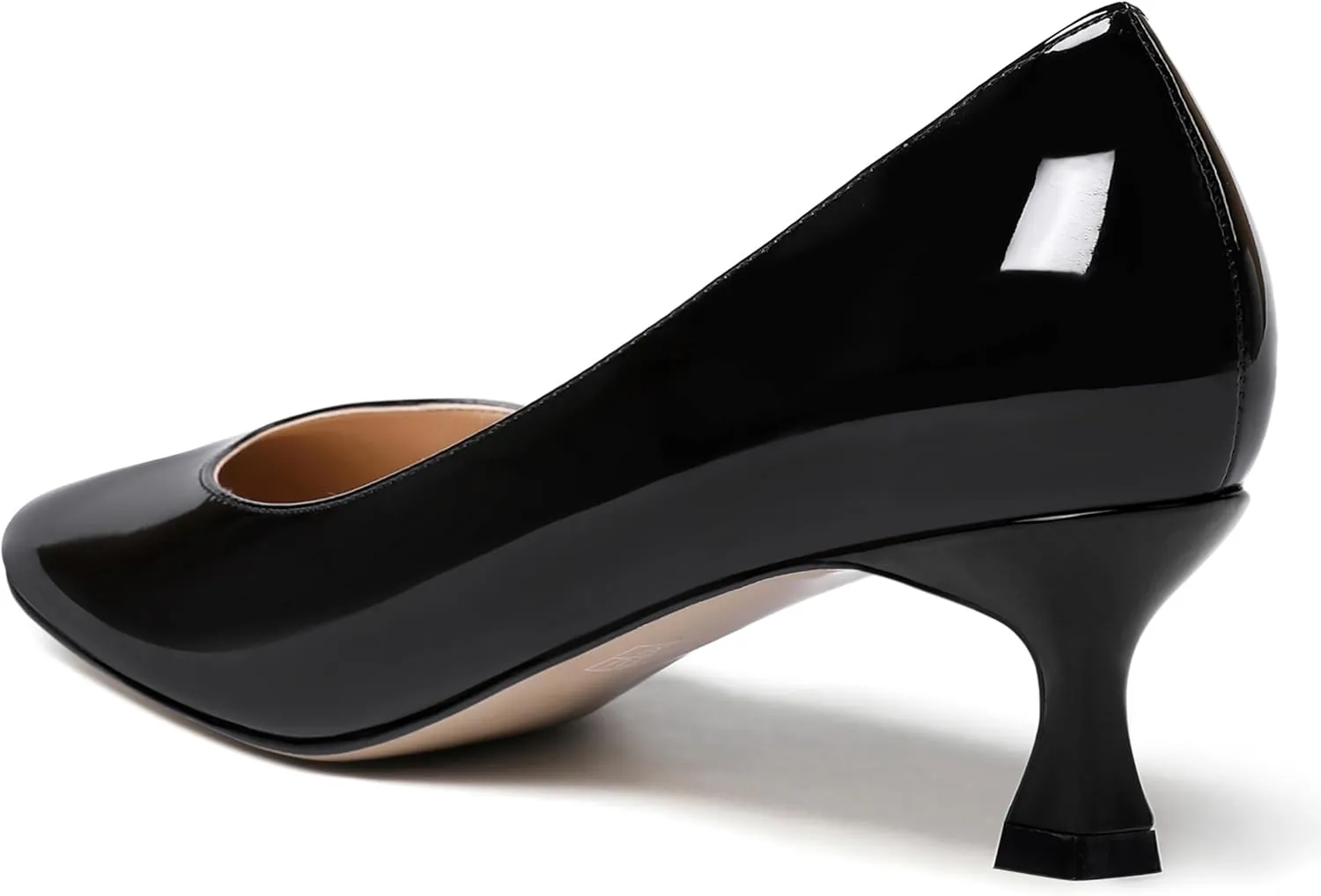 ROSERWISH Womens Wedding Stylish Fashion Round Toe Patent Slip On Kitten Low Heel Pumps Shoes 2 Inch