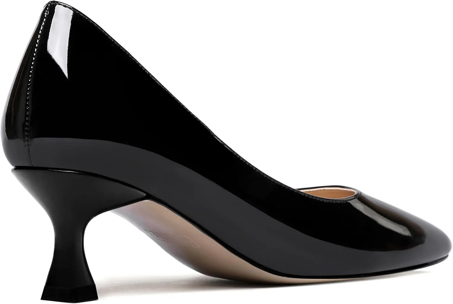ROSERWISH Womens Wedding Stylish Fashion Round Toe Patent Slip On Kitten Low Heel Pumps Shoes 2 Inch