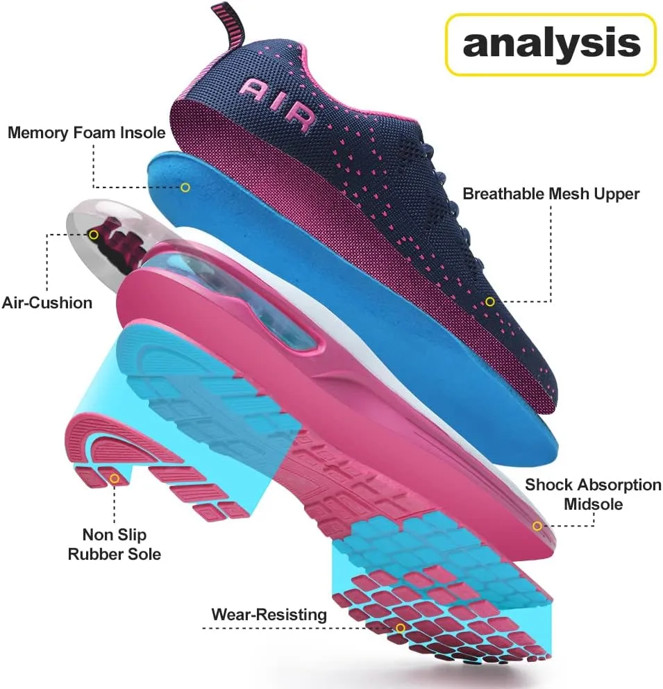 RUMPRA Women Sneakers Lightweight Air Cushion Gym Fashion Shoes Breathable Walking Running Athletic Sport