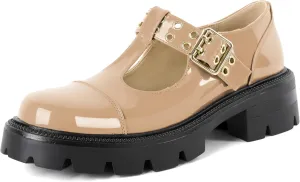 SAMMITOP Women's Mary Jane Shoes Platform Lug Sole Low Heel Chunky Pumps Round Toe Oxfords Shoes Kawaii Punk Goth Uniform Dress Shoes 2 Inches